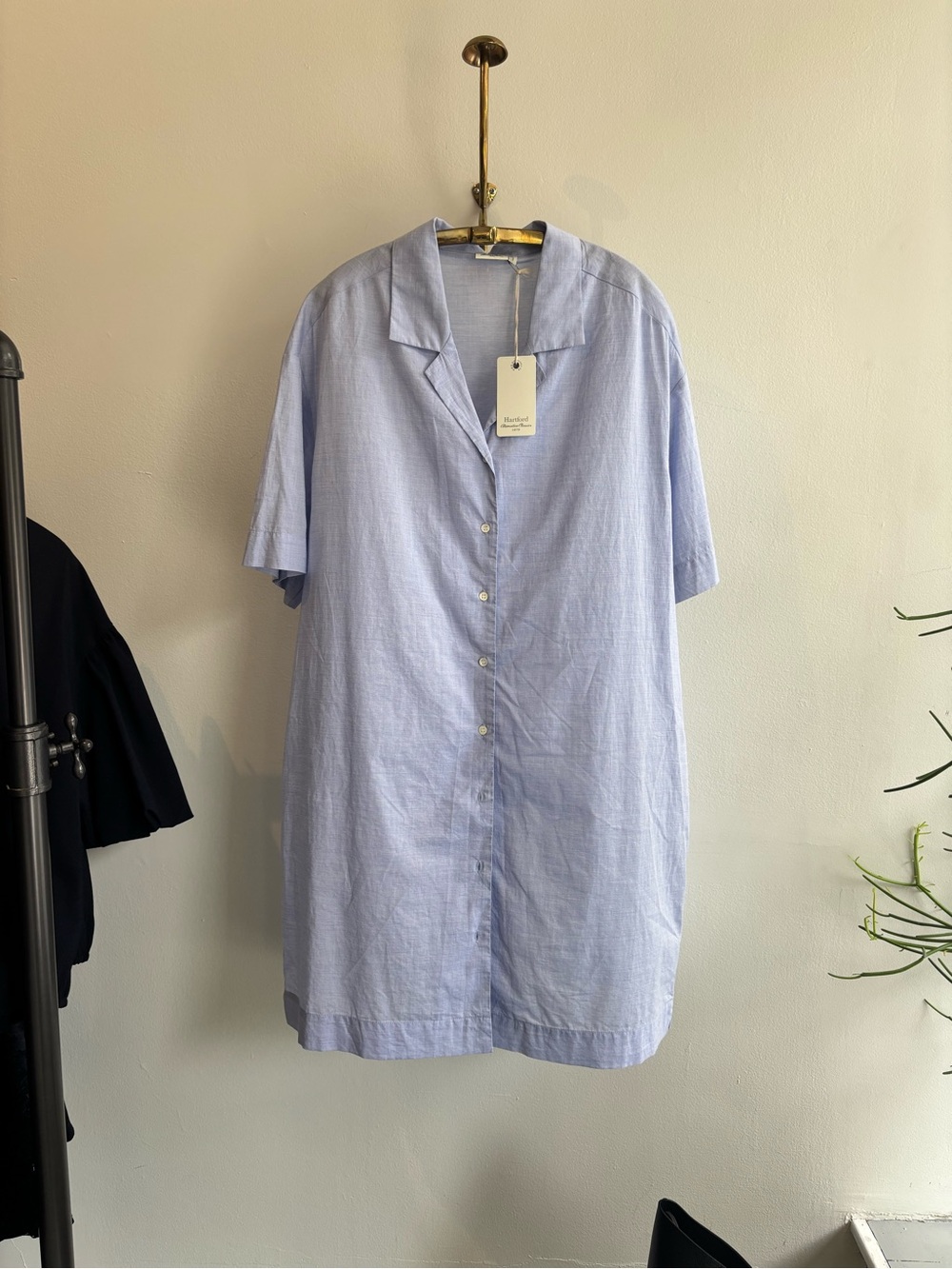 Hartford Light Blue Short-Sleeve Midi Shirt Dress
